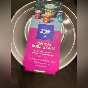 Tabitha Brown Popcorn Bowl & Cups Set - Pink and White